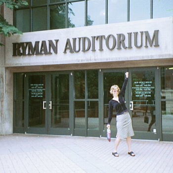 Tara Cox outside the Ryman Auditorium