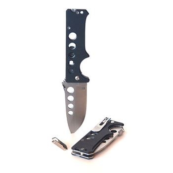 A DAJO Shark folding knife is shown both open and closed.