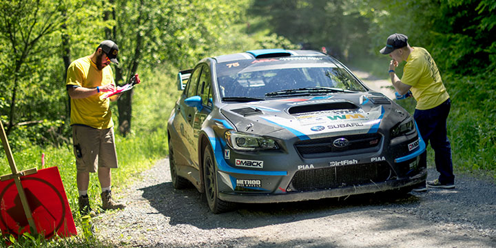 David Higgins waits to start the stage at Susquehannock Trail Performance Rally. 