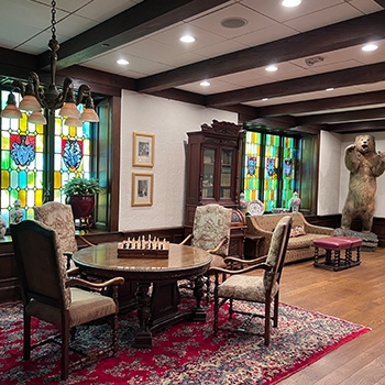 Interior view of The Cheshire hotel on the outskirts of St. Louis, Missouri