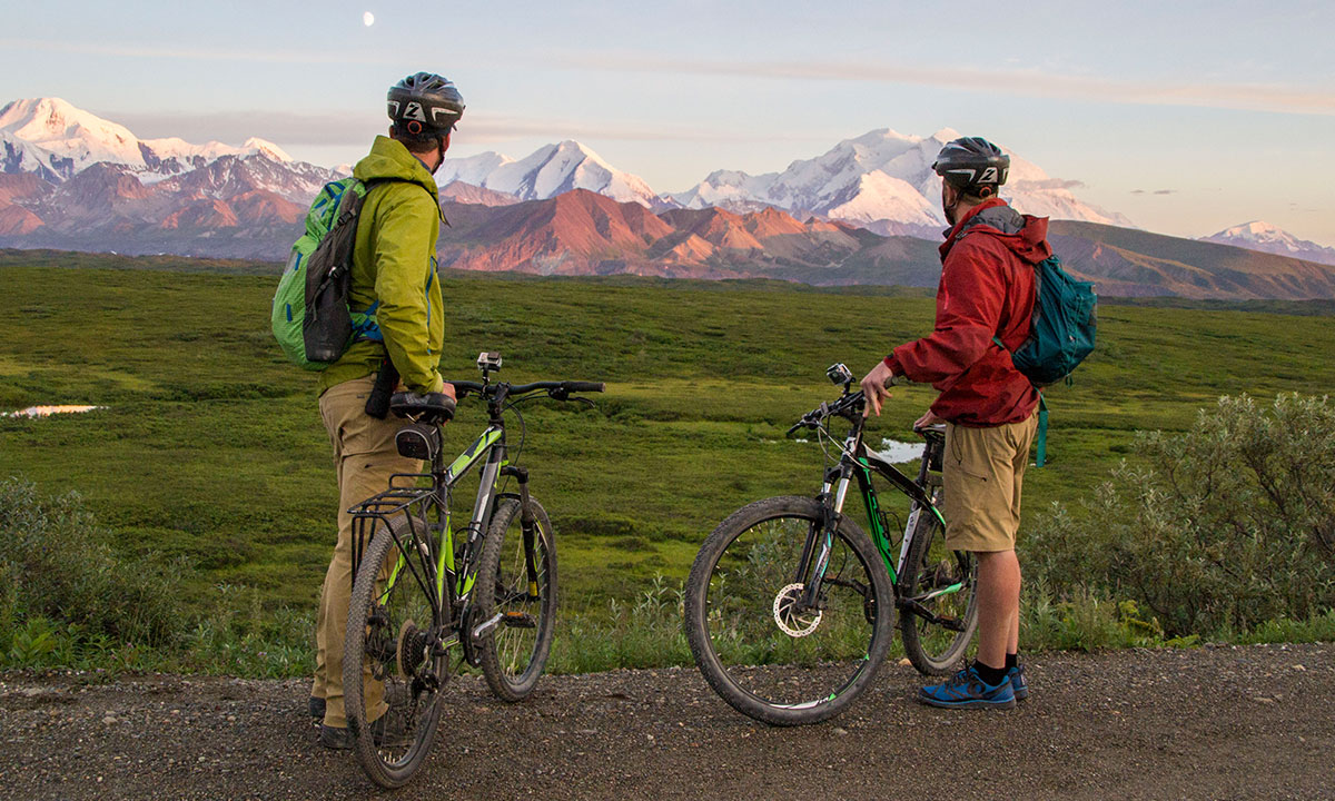 Colton Smith and Jack Steward biking through Denali.