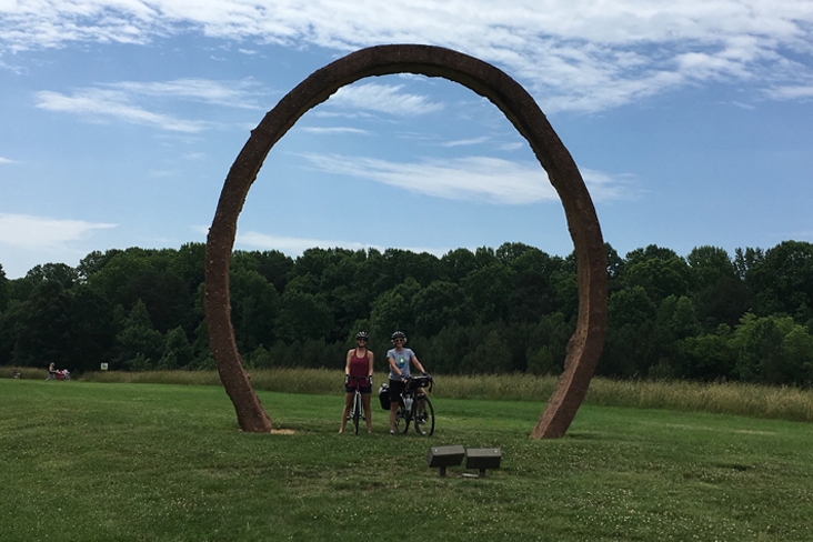 Kinga and Lisa at North Carolina Museum of Art Raleigh on East Coast Greenway