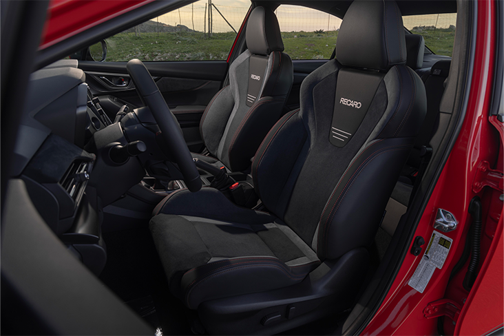 Recaro seats inside a Subaru WRX TR