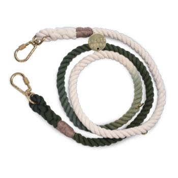 Found My Animal cotton rope leash in olive ombre