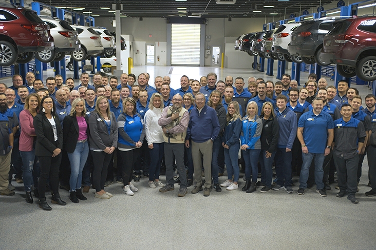 Mike Schulte with the staff of Schulte Subaru
