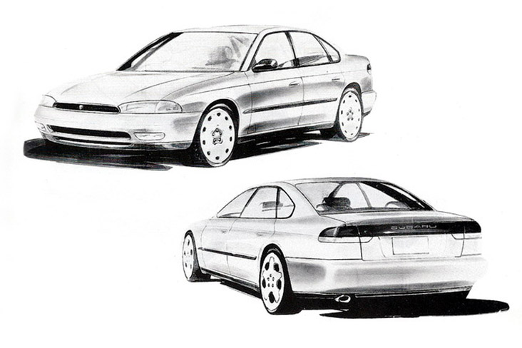 An original sketch of the second-generation Legacy designed by Olivier Boulay. 