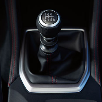 The gear shifter of a 2022 WRX