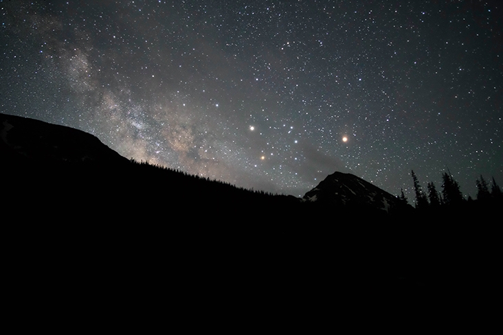 Dark sky mountain peak