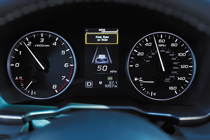 Close-up of the speedometer on a 2022 Subaru Outback