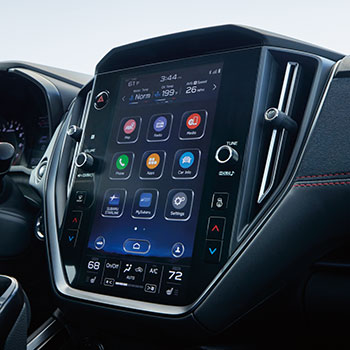A closeup of the 11.6-inch tablet-style infotainment system inside a 2022 Subaru WRX 