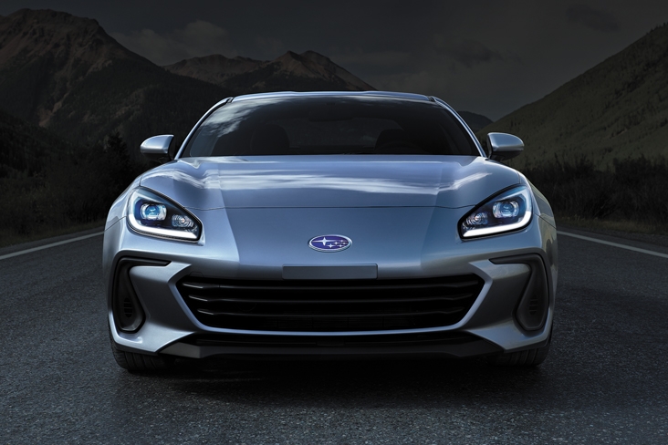 A silver 2022 BRZ viewed from the front.