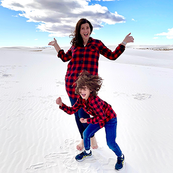 Maggie and Everest enjoying White Sands National Park