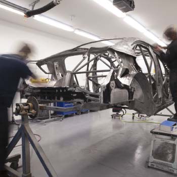 Rotisserie work on a rally car