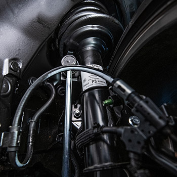 Close-up of 2025 Subaru WRX tS suspension