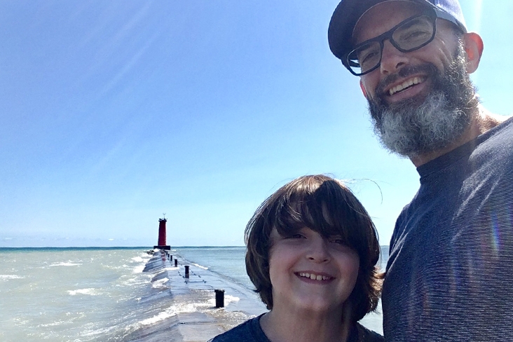 Craig and Harry at a lighthouse