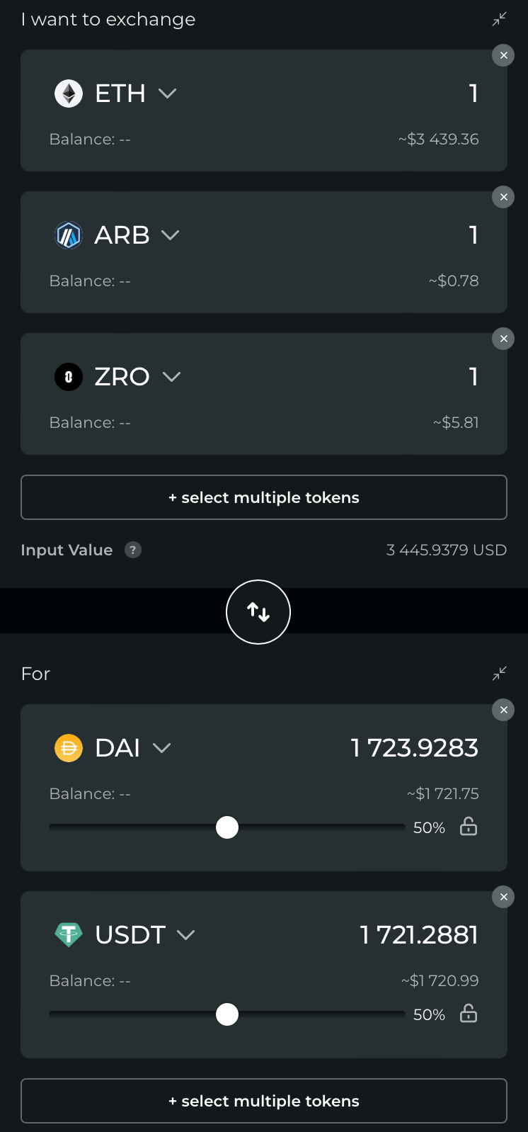 An example of a multi-token atomic swap on Odos.