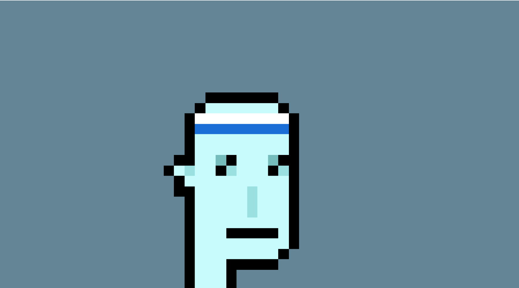 Larva Labs "CryptoPunk #3100" — a blue-skinned Alien Punk wearing a white and blue headband