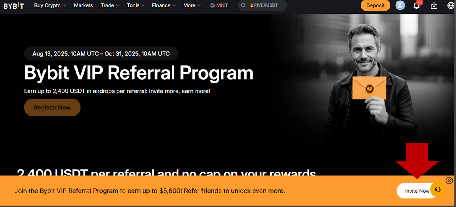 Bybit VIP Referral Program link from the site.