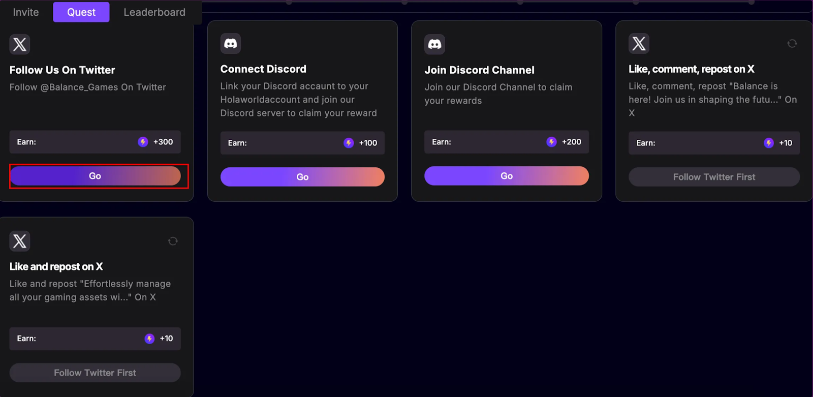 Typical activities for earning Balance Points.