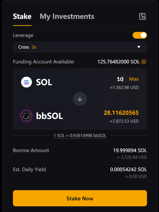 Choosing SOL amount to stake.