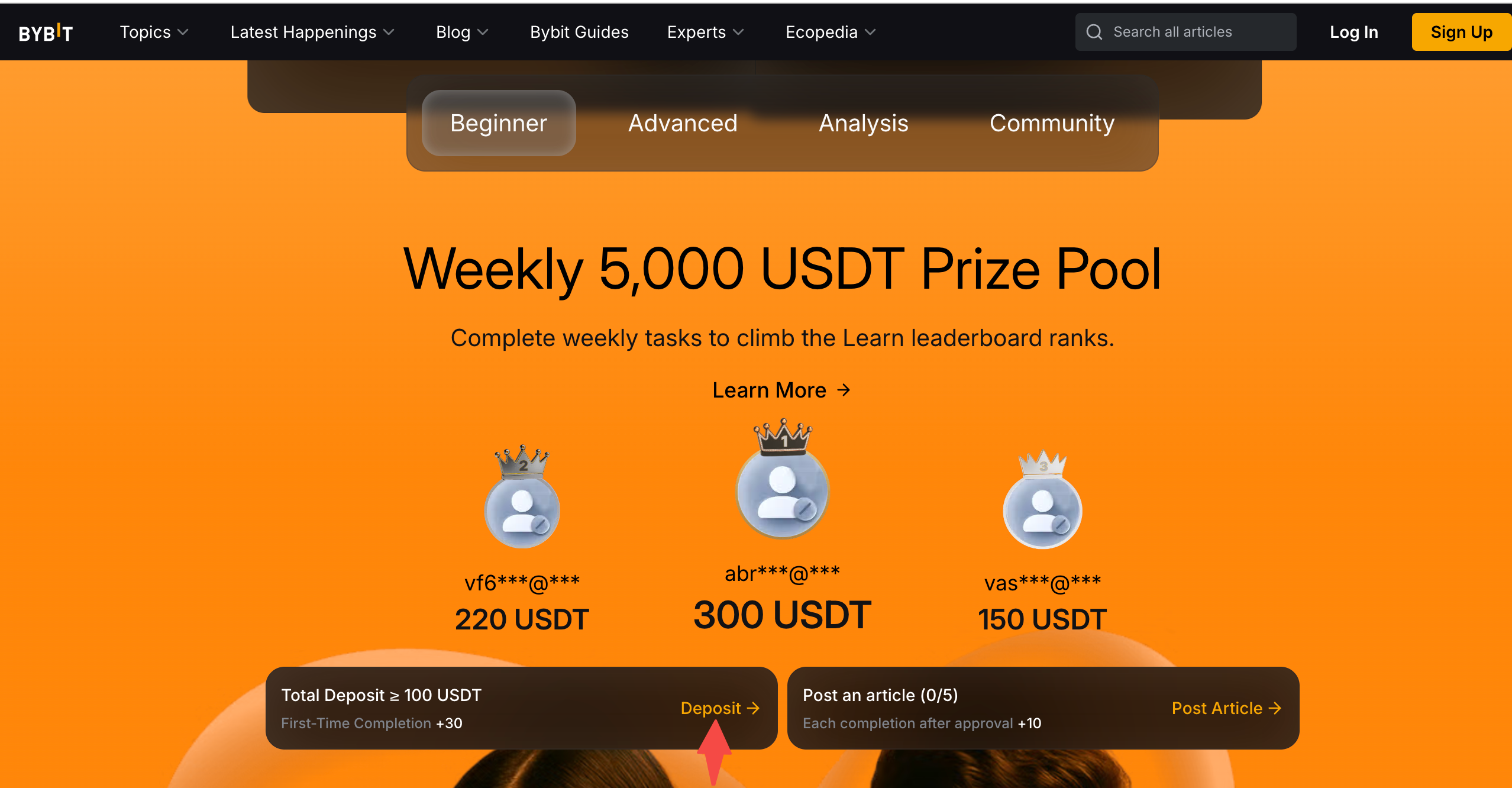 How to deposit on Bybit and join the 5,000 USDT Leaderboard reward pool |  Bybit Learn