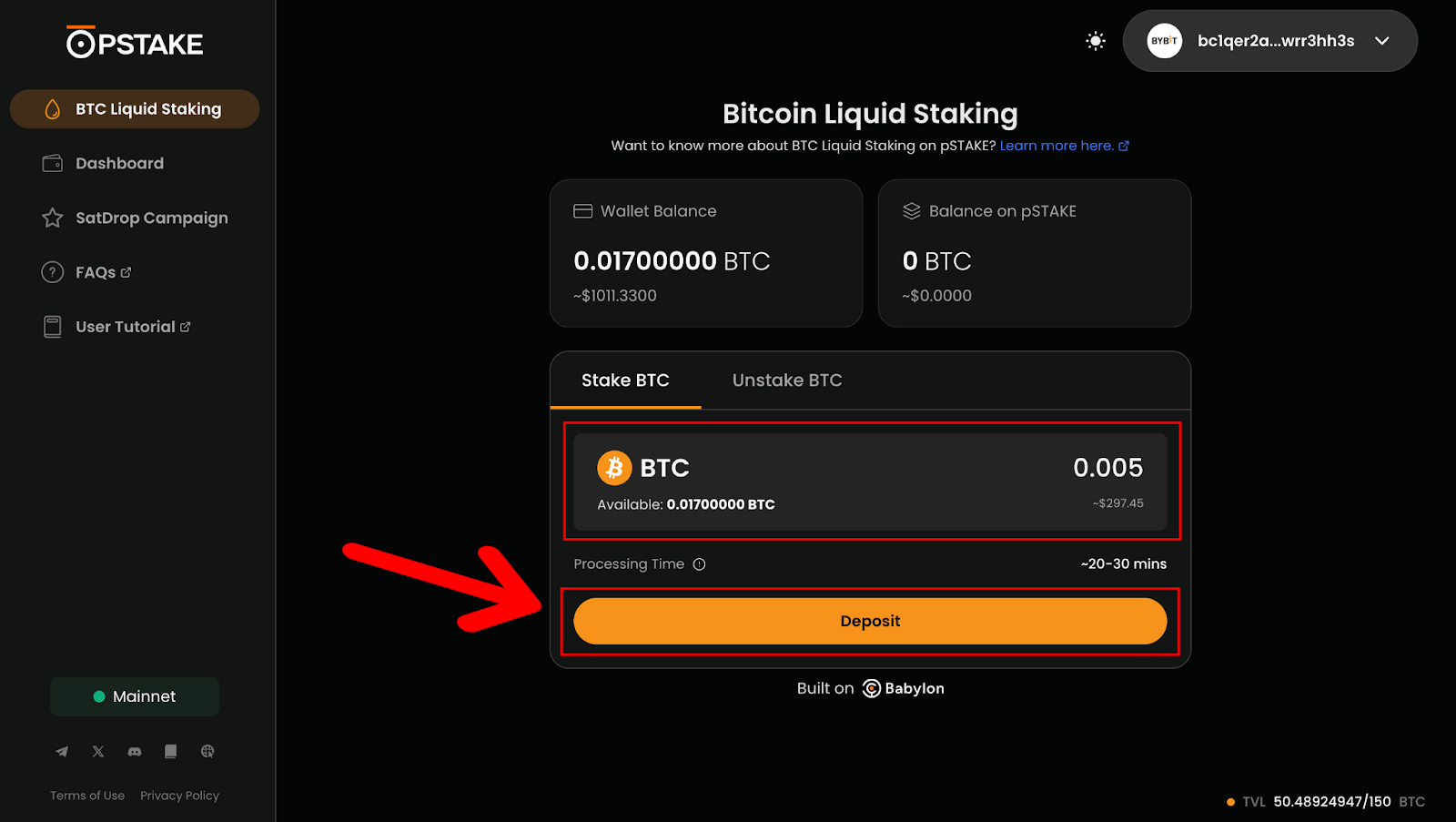 Bybit（バイビット）Web3 WalletでpSTAKE Finance上のBTCを流動性ステーキングする方法 | Bybit Learn