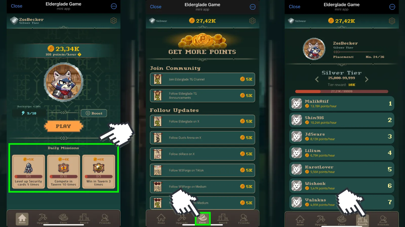 Ways to earn more points on Elderglade.