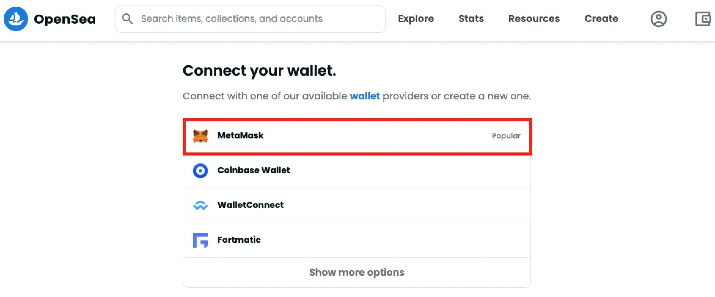Linking MetaMask wallet to OpenSea