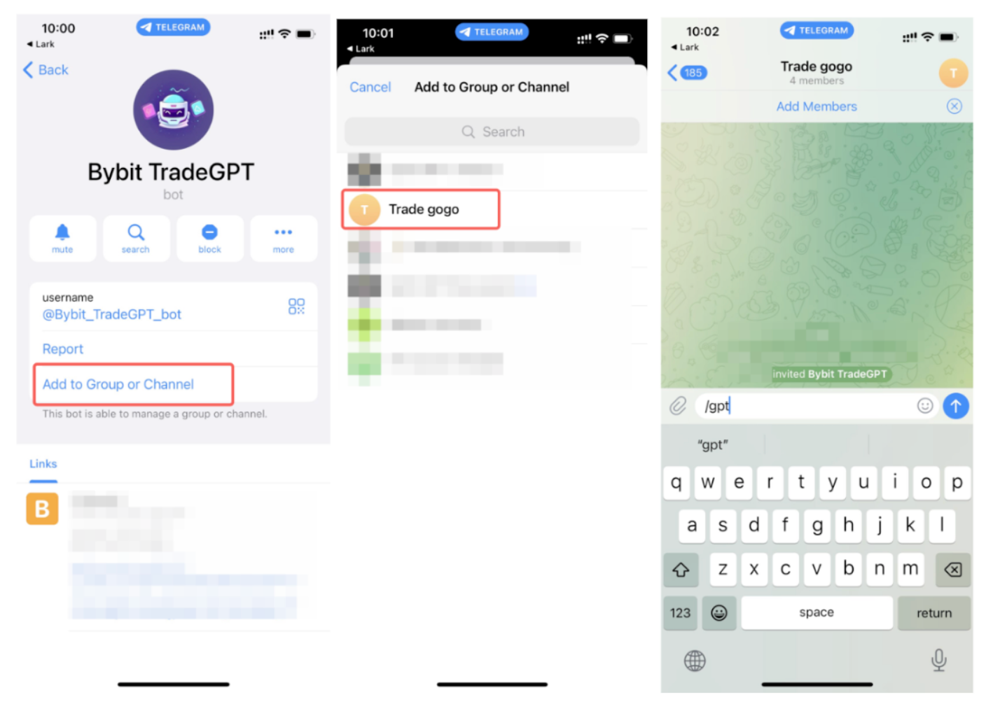 Bybit TradeGPT group chat on Telegram.