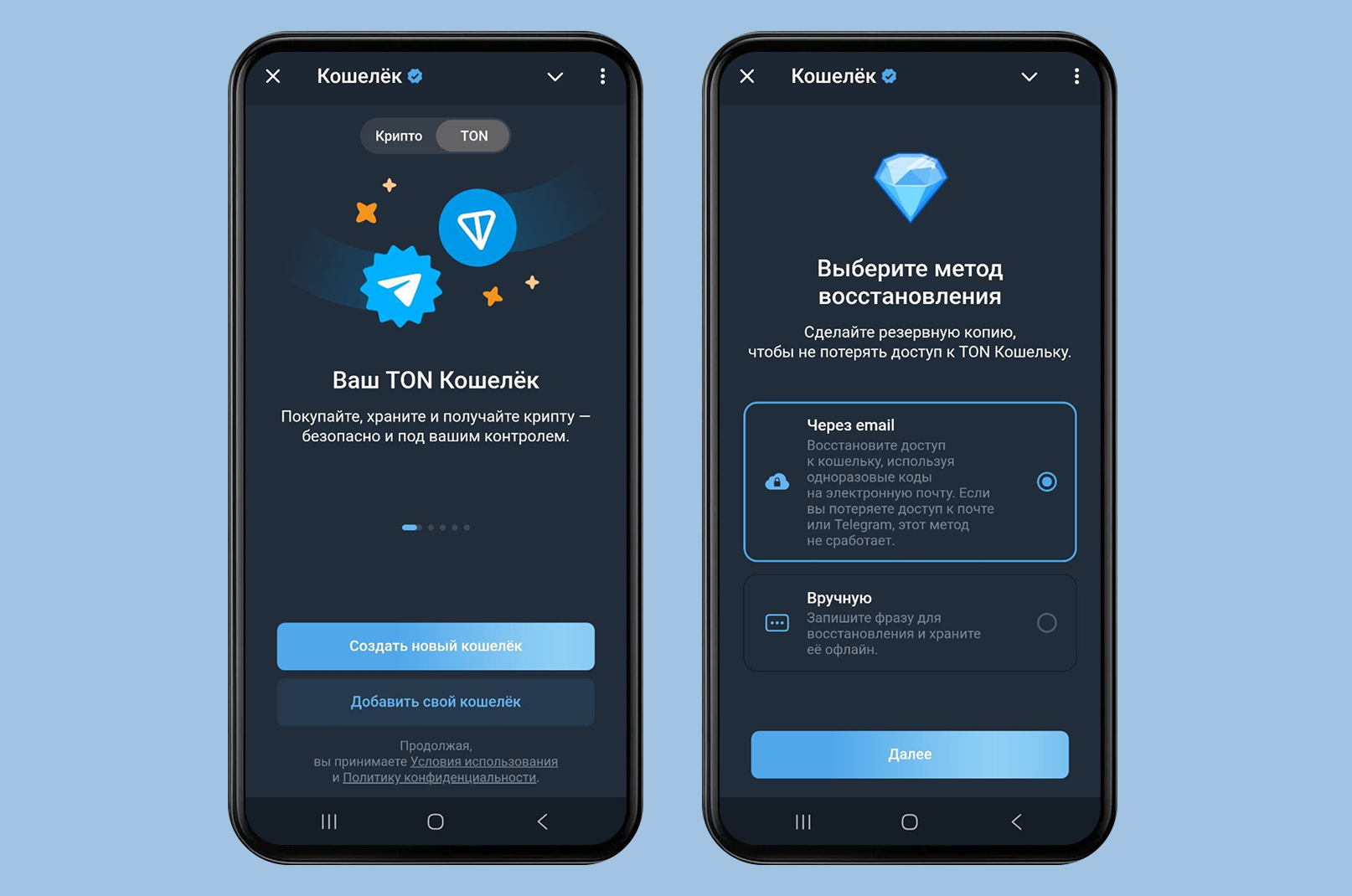 Открытие TON Кошелька в Telegram Wallet