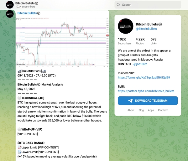 Bitcoin Bullets® telegram.