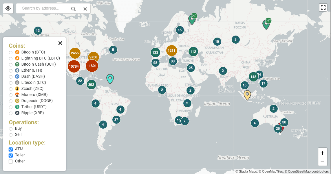 Crypto ATMs around the world.