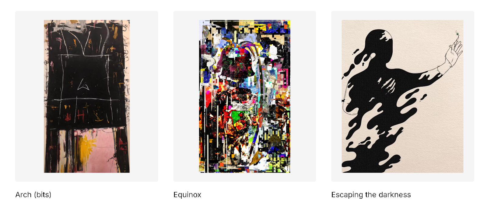 Some of the featured digital artwork NFTs listed on SuperRare.