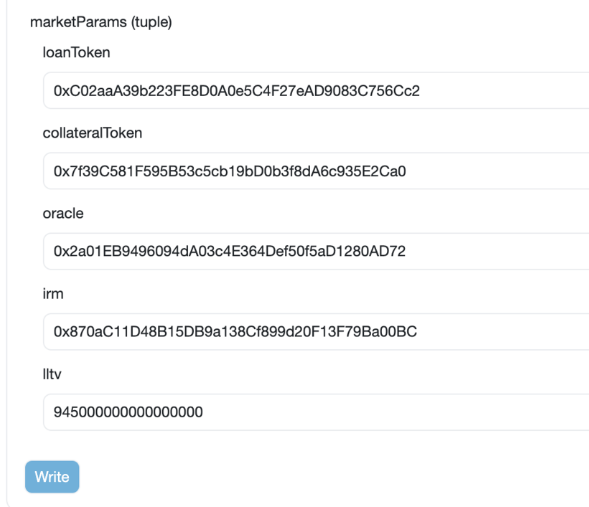 The Morpho interface is designed to specify the five base parameters for a market.