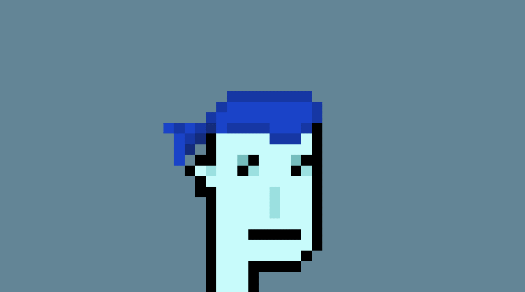 Larva Labs "CryptoPunk #5822" — a pixelated blue-skinned Alien Punk wearing a blue bandana