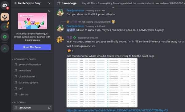 Jacob Crypto Bury's Discord channel.