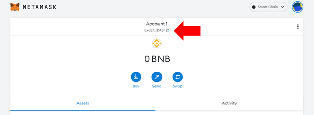 MetaMask account page