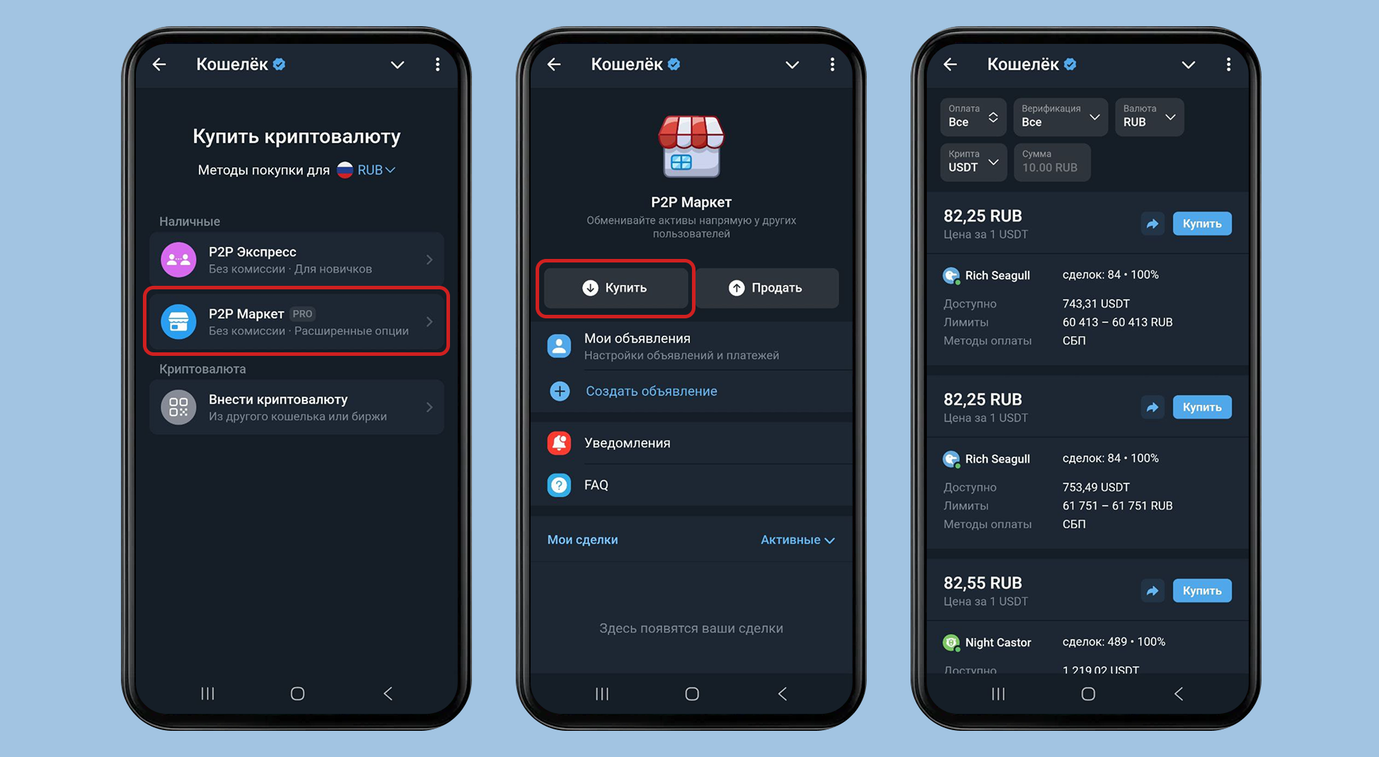 Пополнение Telegram Wallet из внешнего источника через P2P-маркет