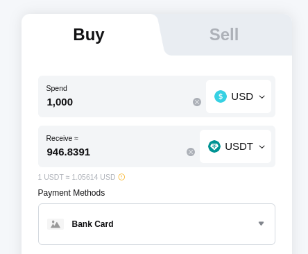 Buying USDT via Bybit One-Click Buy.