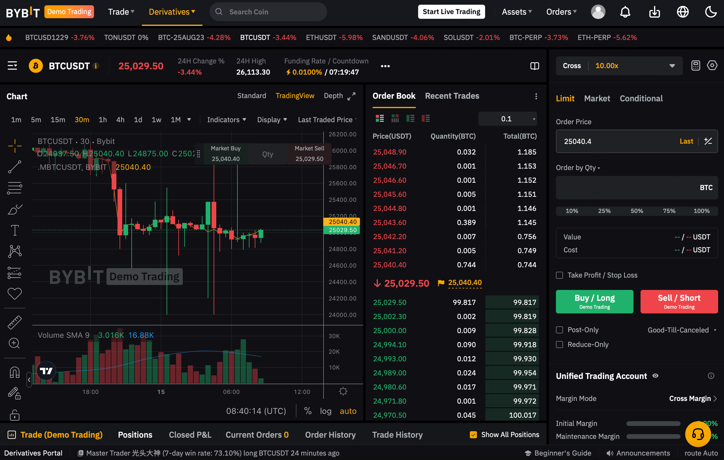 Bybit Demo Trading page.