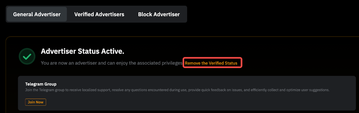 Bybit Verified Advertiser status.