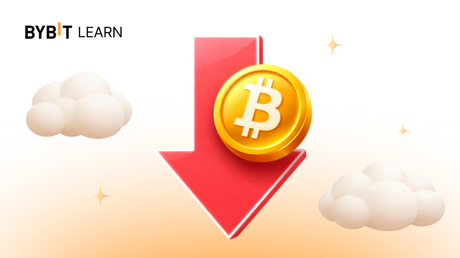 Почему падает биткоин - красная стрелка вниз с монетой BTC