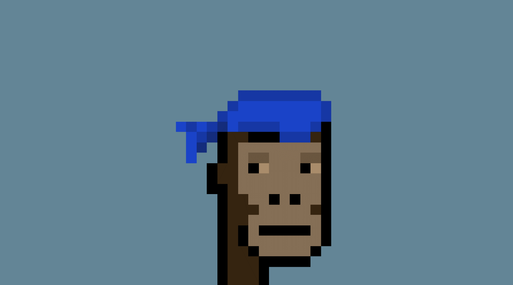 Larva Labs "CryptoPunk #4156" — a pixelated Ape Punk wearing a blue bandana