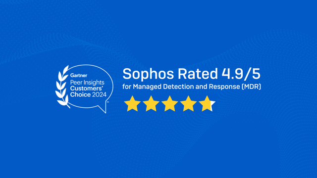 Sophos named a Gartner® Peer Insights™ Customers' Choice for Managed Detection and Response (MDR) Services for the 2nd time Sophos named a Gartner® Peer Insights™ Customers' Choice for Managed Detection and Response (MDR) Services for the 2nd time
