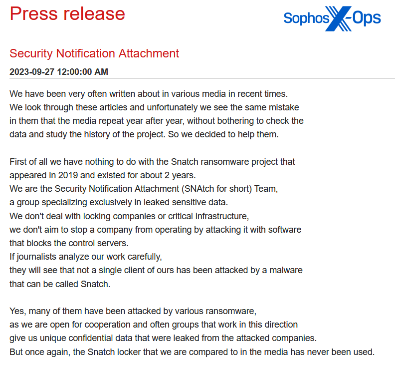 A screenshot of a ransomware leak site