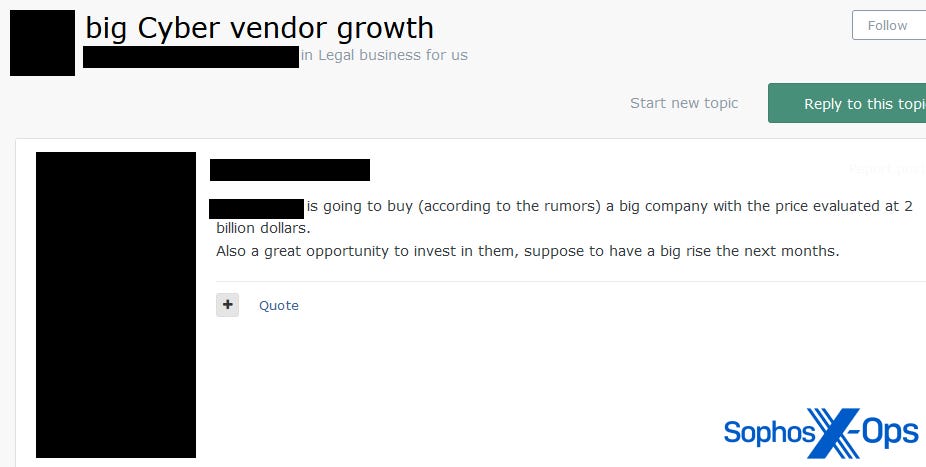 A screenshot of a post on a criminal forum A screenshot of a post on a criminal forum