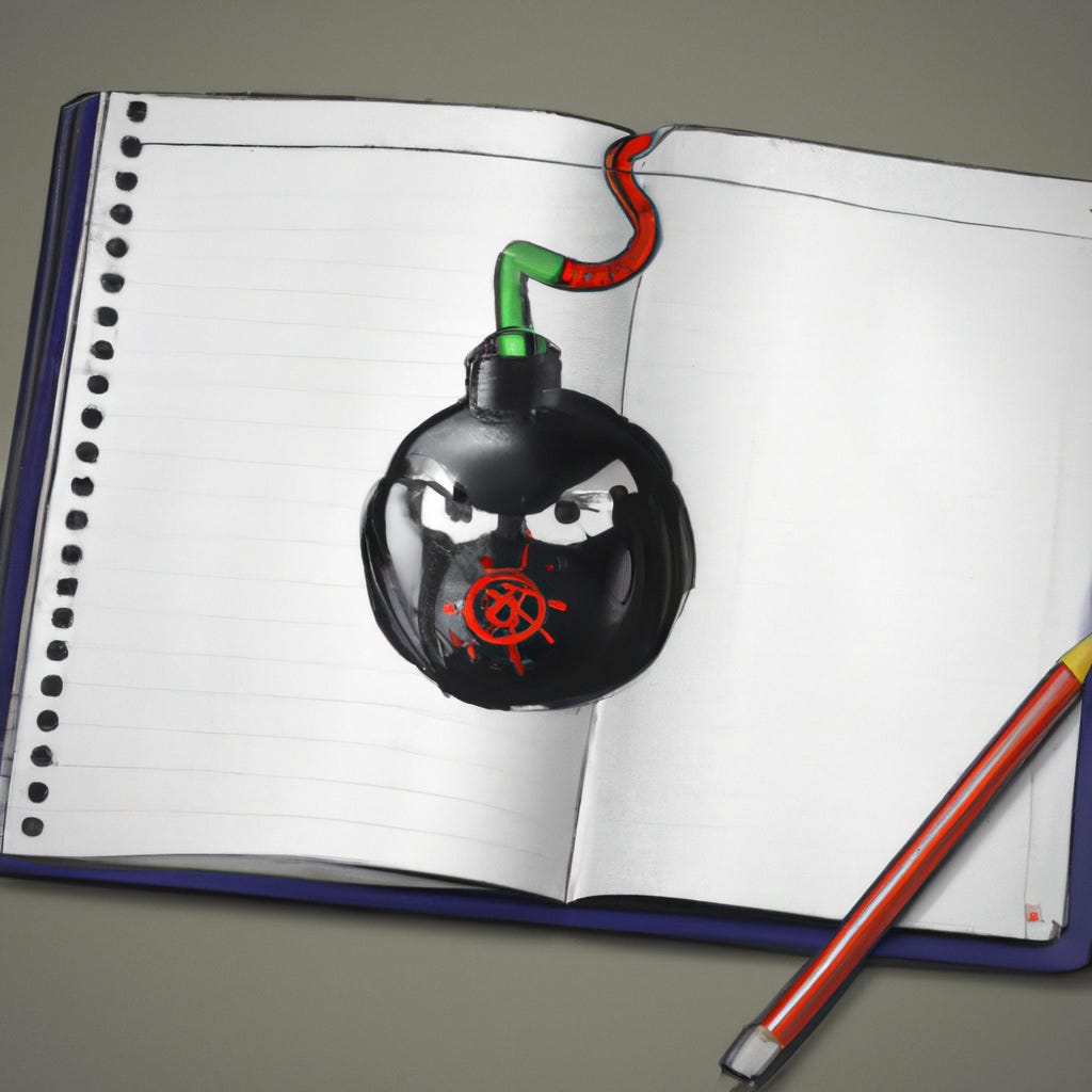 a notebook with a cartoony bomb on the page. illustration credit: Shutterstock a notebook with a cartoony bomb on the page. illustration credit: Shutterstock
