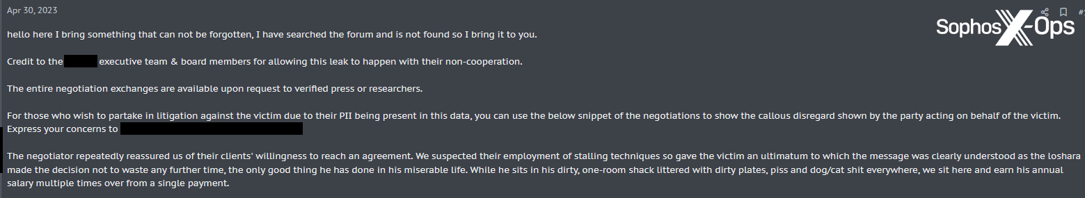 A screenshot of a criminal forum