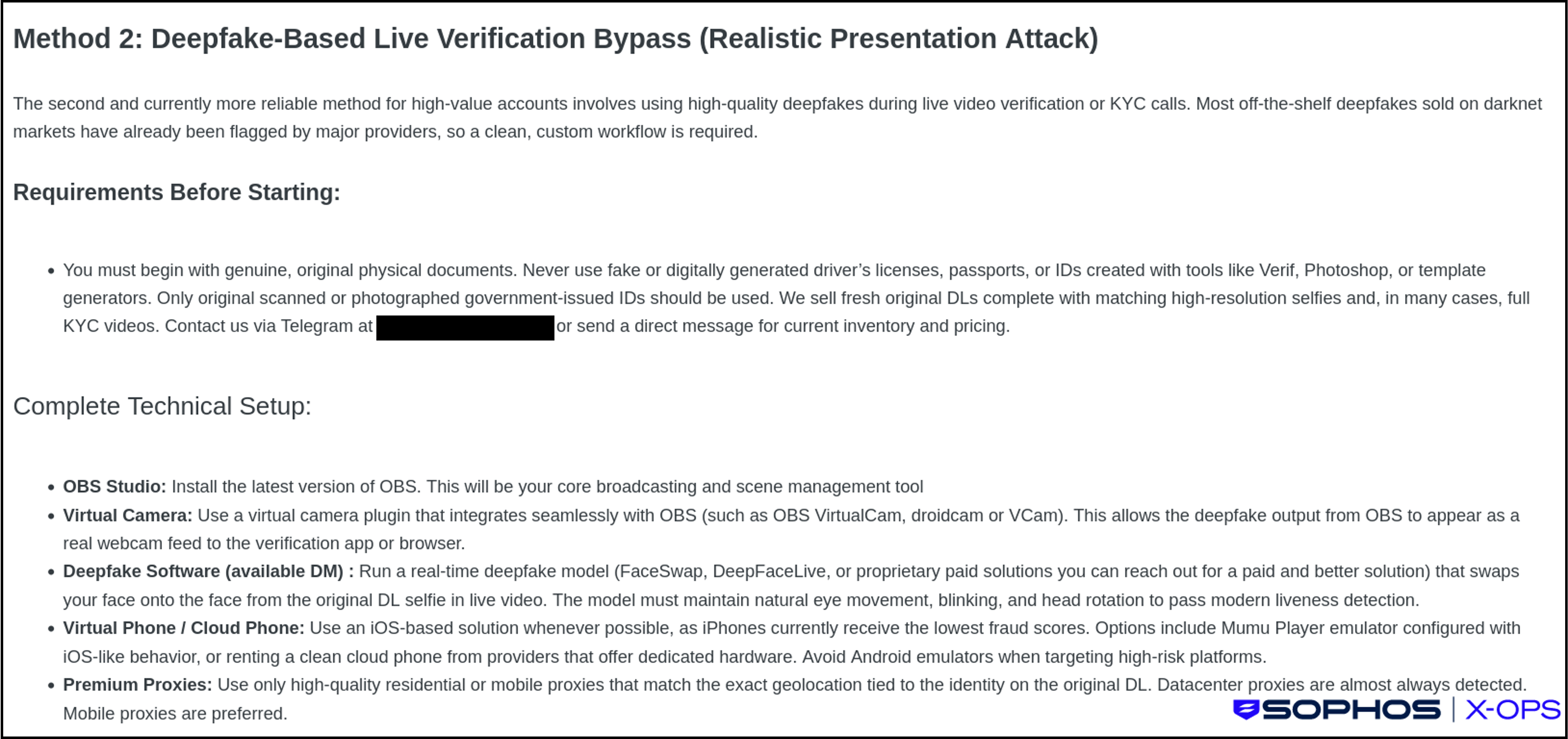 A screenshot of a post on a criminal forum