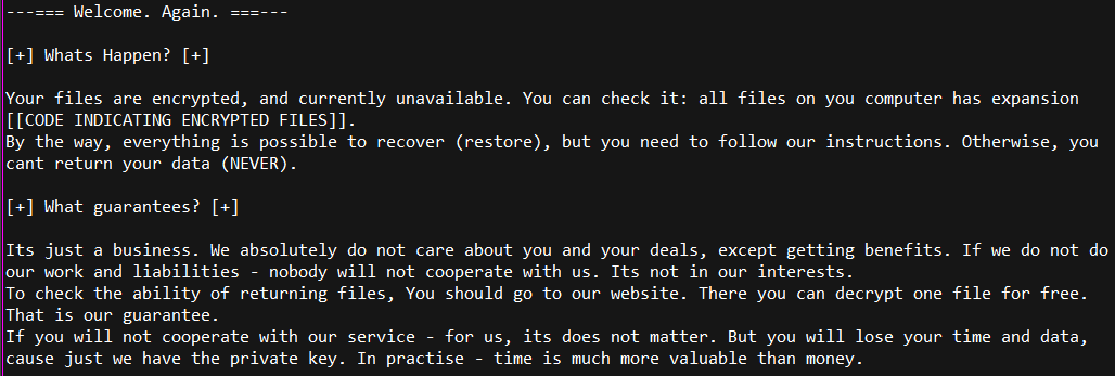 The REvil ransom note